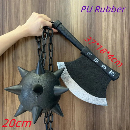 Demon Slayer Himejima Gyomei Weapon Prop – 1:1 Cosplay PU Axe & Flail
