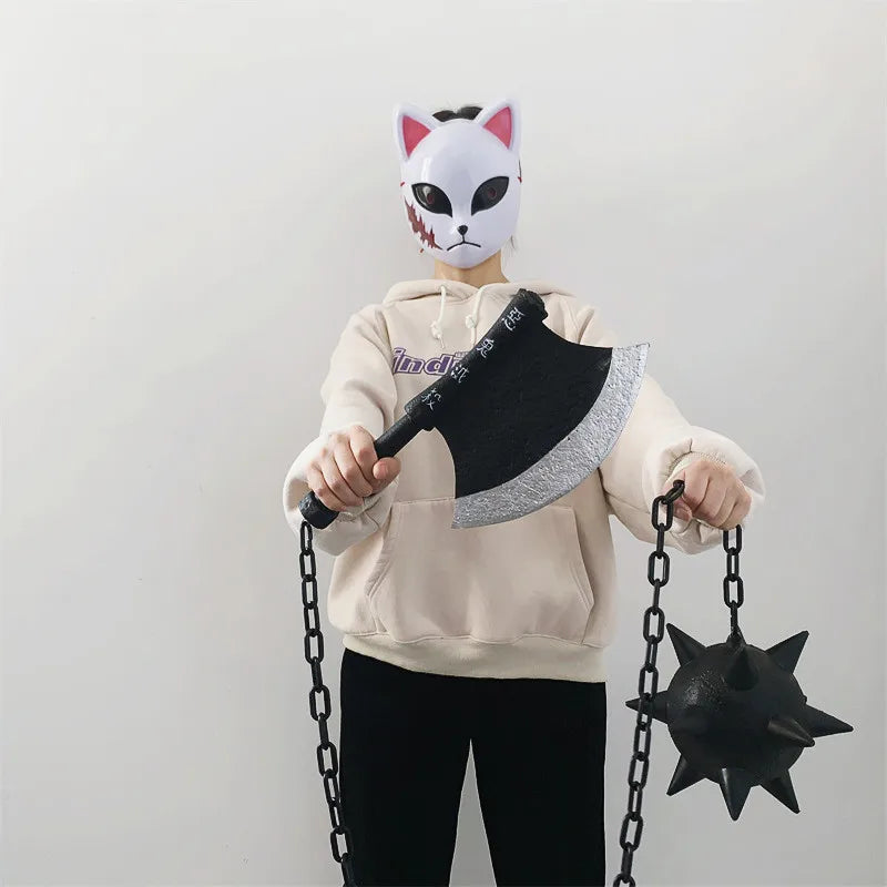 Demon Slayer Himejima Gyomei Weapon Prop – 1:1 Cosplay PU Axe & Flail