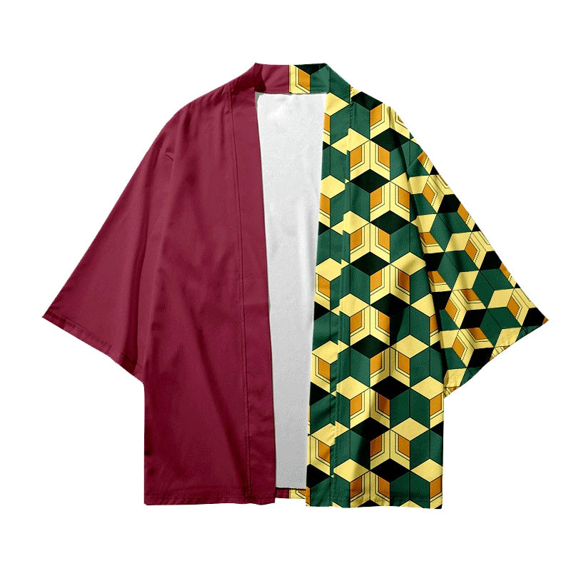 Demon Slayer Cosplay Cloak – Adult & Kids Charcoal Printed Costume