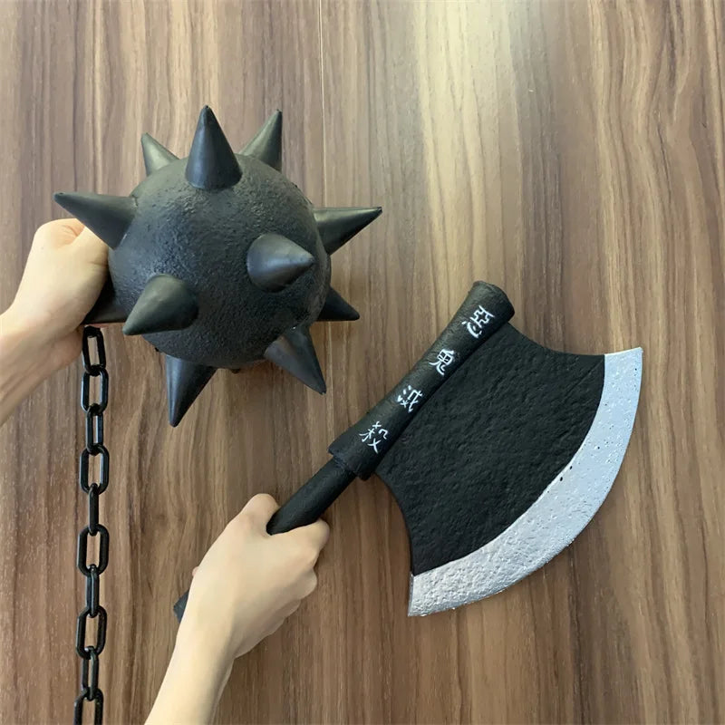 Demon Slayer Himejima Gyomei Weapon Prop – 1:1 Cosplay PU Axe & Flail