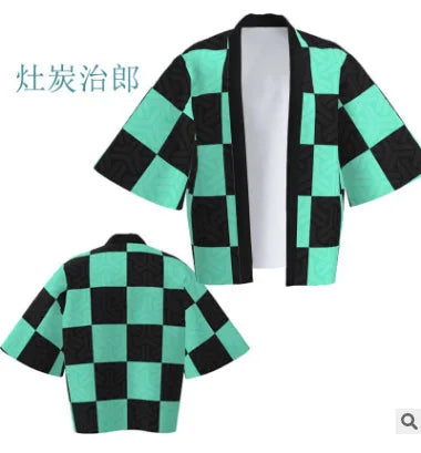 Demon Slayer Cosplay Cloak – Adult & Kids Charcoal Printed Costume